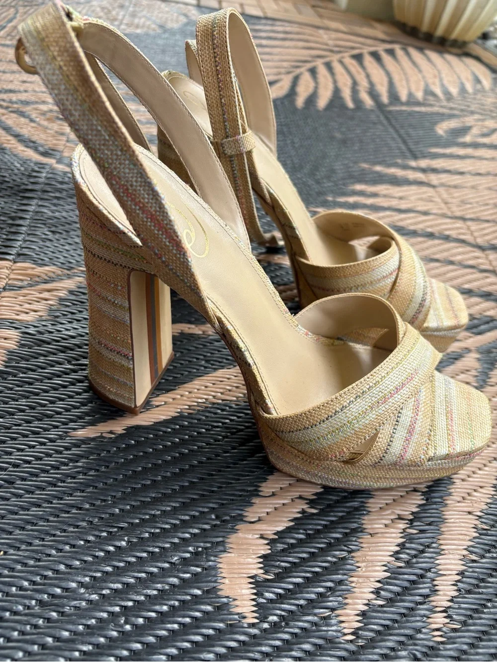 Sam Edelman Women's Kayna Platform Sandal, Natural Raffia, size 9